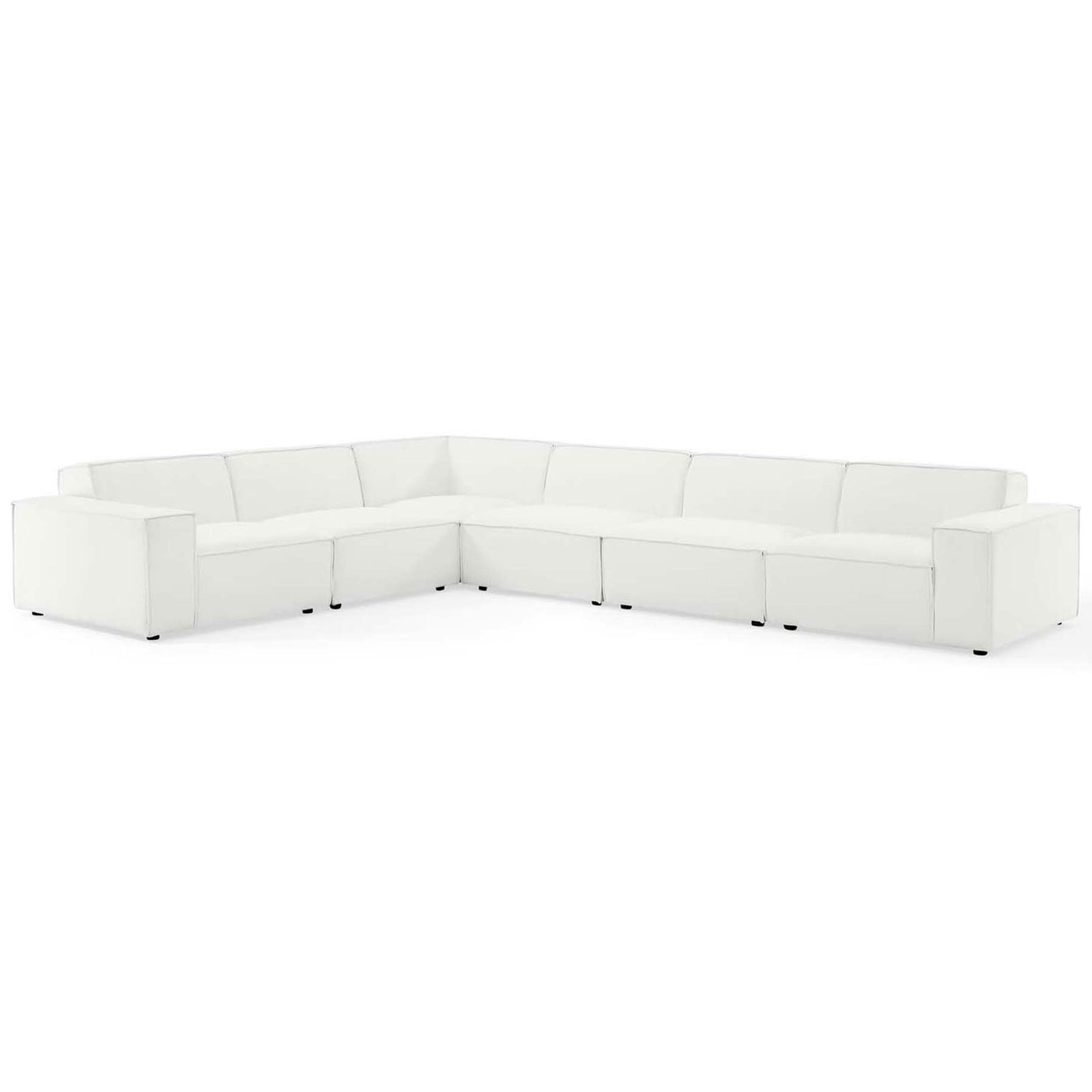 Spacious white modular sectional sofa with deep seats and plush cushions for modern lounging || EEI-4119-WHI || front_angle_studio