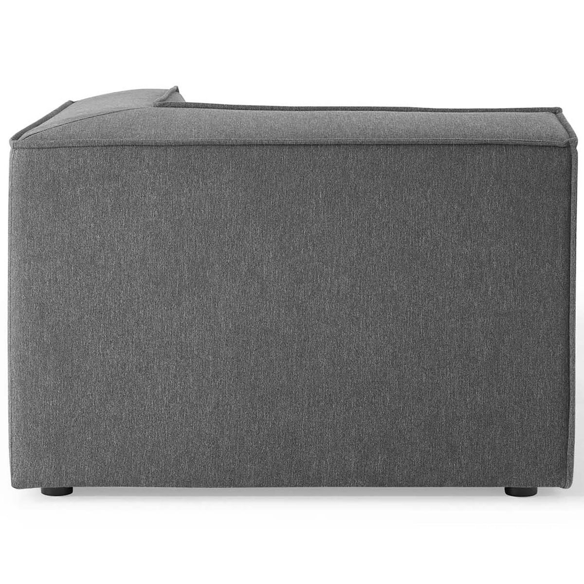 Back of charcoal modular corner chair with streamlined silhouette and subtle piping accents || EEI-4121-CHA || back_partial_studio