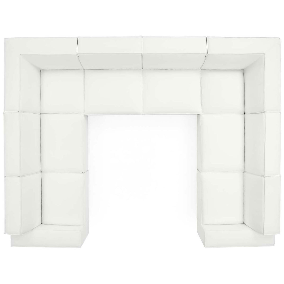 Spacious U-shaped white modular sectional sofa with clean lines and generous deep-seating cushions || EEI-4121-WHI || top_studio