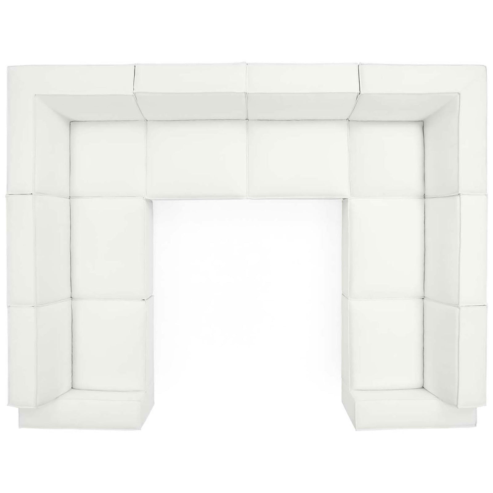 Spacious U-shaped white modular sectional sofa with clean lines and generous deep-seating cushions || EEI-4121-WHI || top_studio