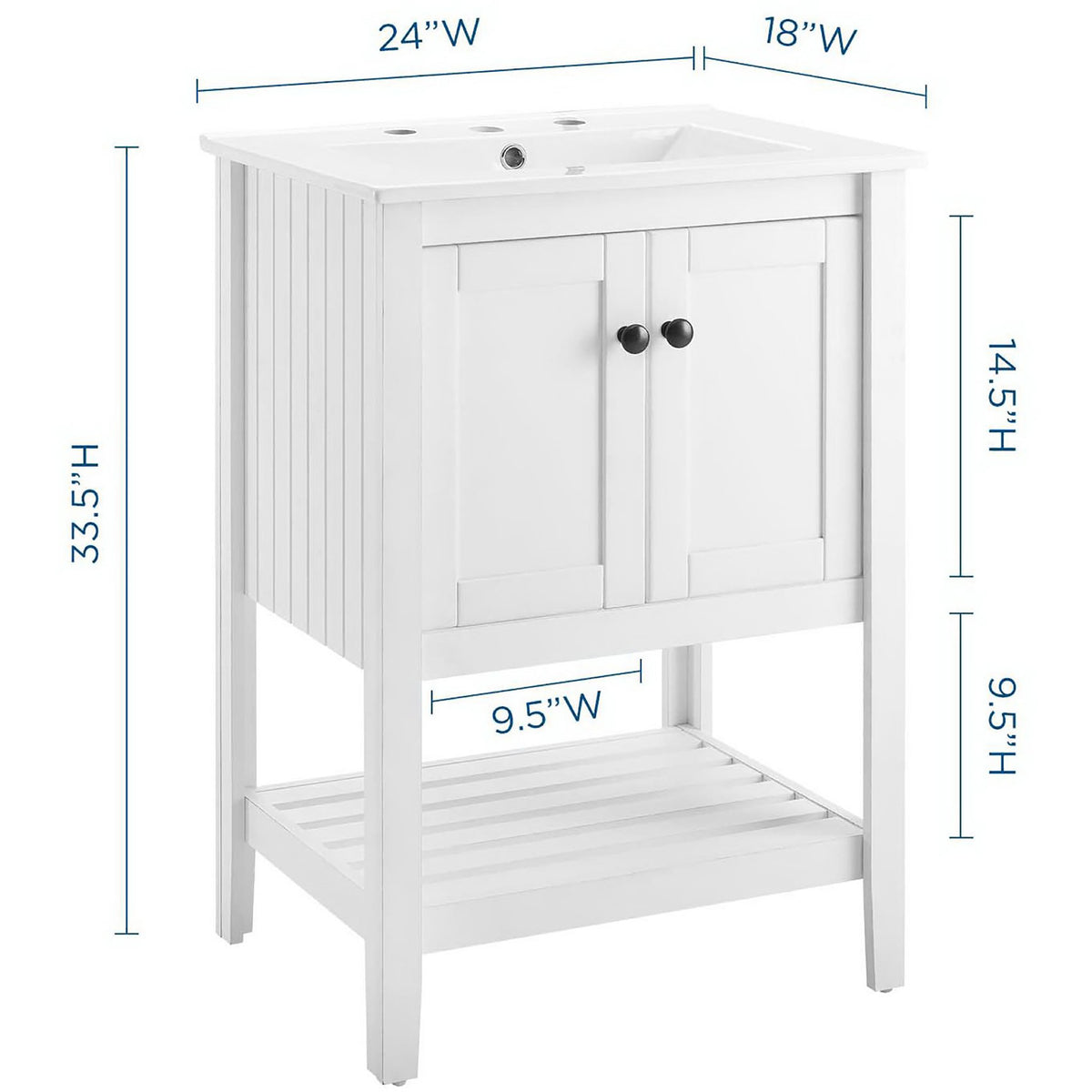 Compact 24-inch vanity maximizes style and function in small baths || EEI-4246-WHI-WHI || dimension_studio