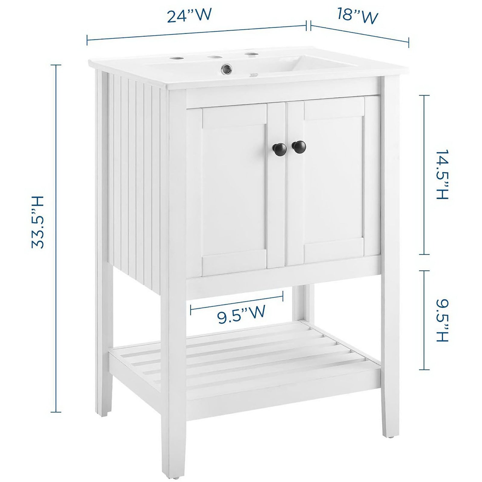 Compact 24-inch vanity maximizes style and function in small baths || EEI-4246-WHI-WHI || dimension_studio