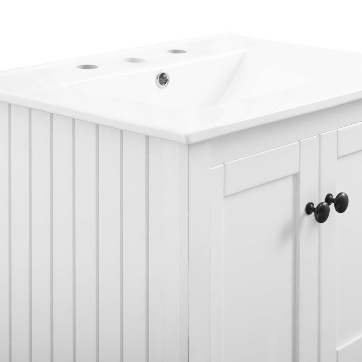 Textured slatted side detail and round knobs lend modern farmhouse appeal || EEI-4246-WHI-WHI || detail_studio
