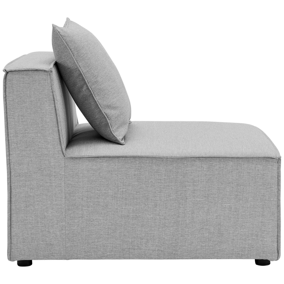 Armless chair module in gray with thick seat cushion for lounging comfort || EEI-4380-GRY || side_partial_studio