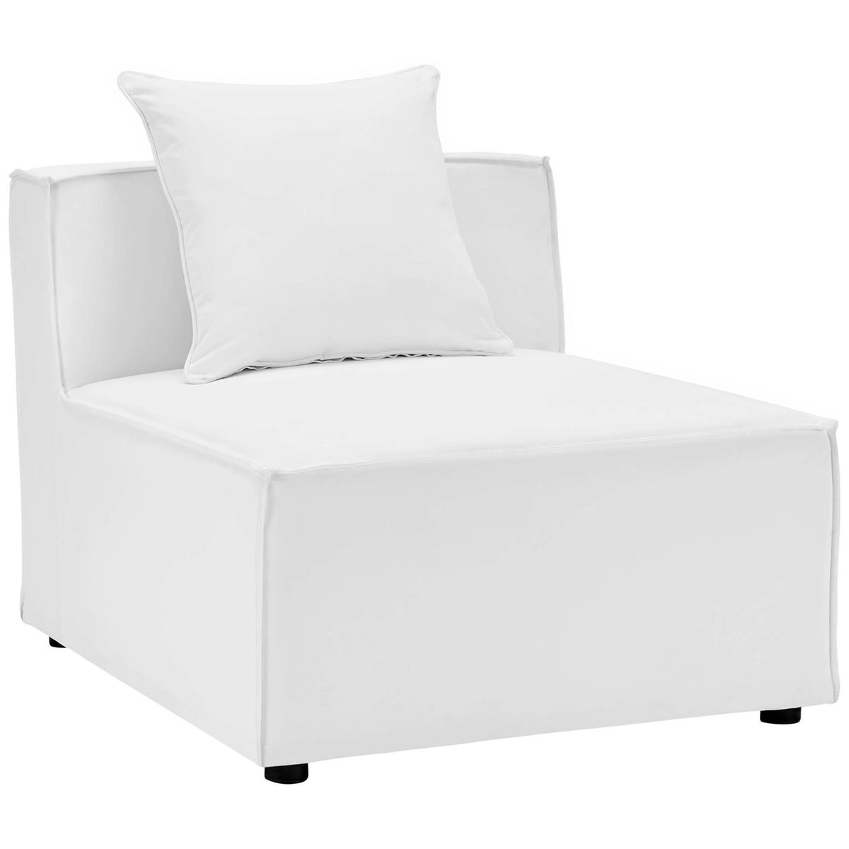 White armless sectional chair with thick cushioning and relaxed contemporary look || EEI-4382-WHI || front_partial_studio