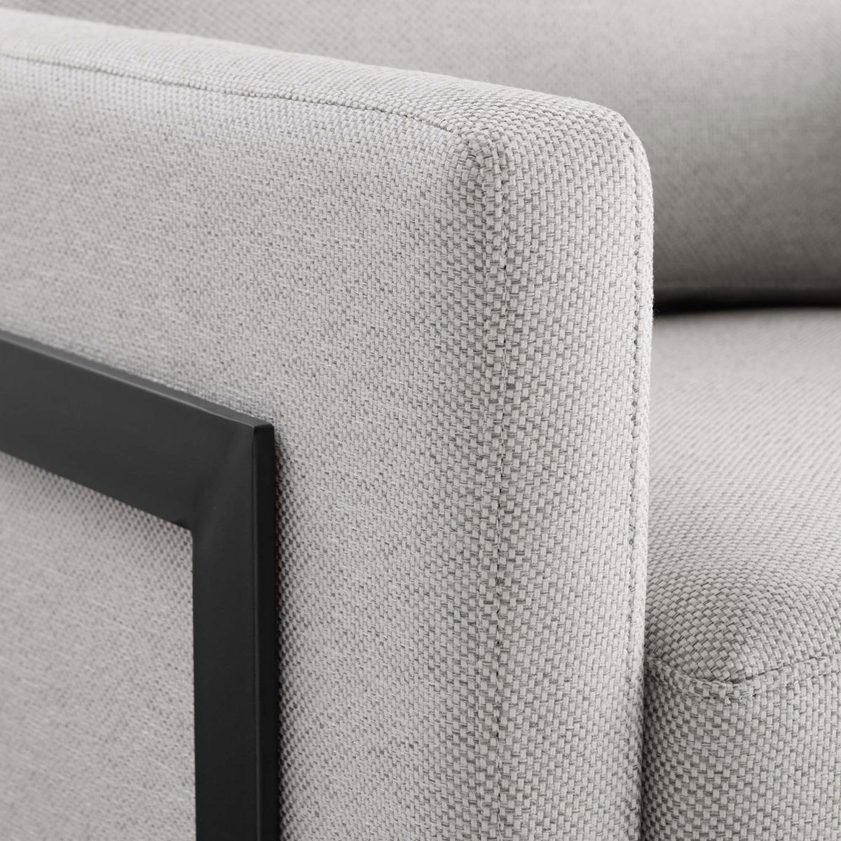 Soft woven upholstery with crisp tailored seams and clean edges || EEI-4391-BLK-CAM || detail_studio