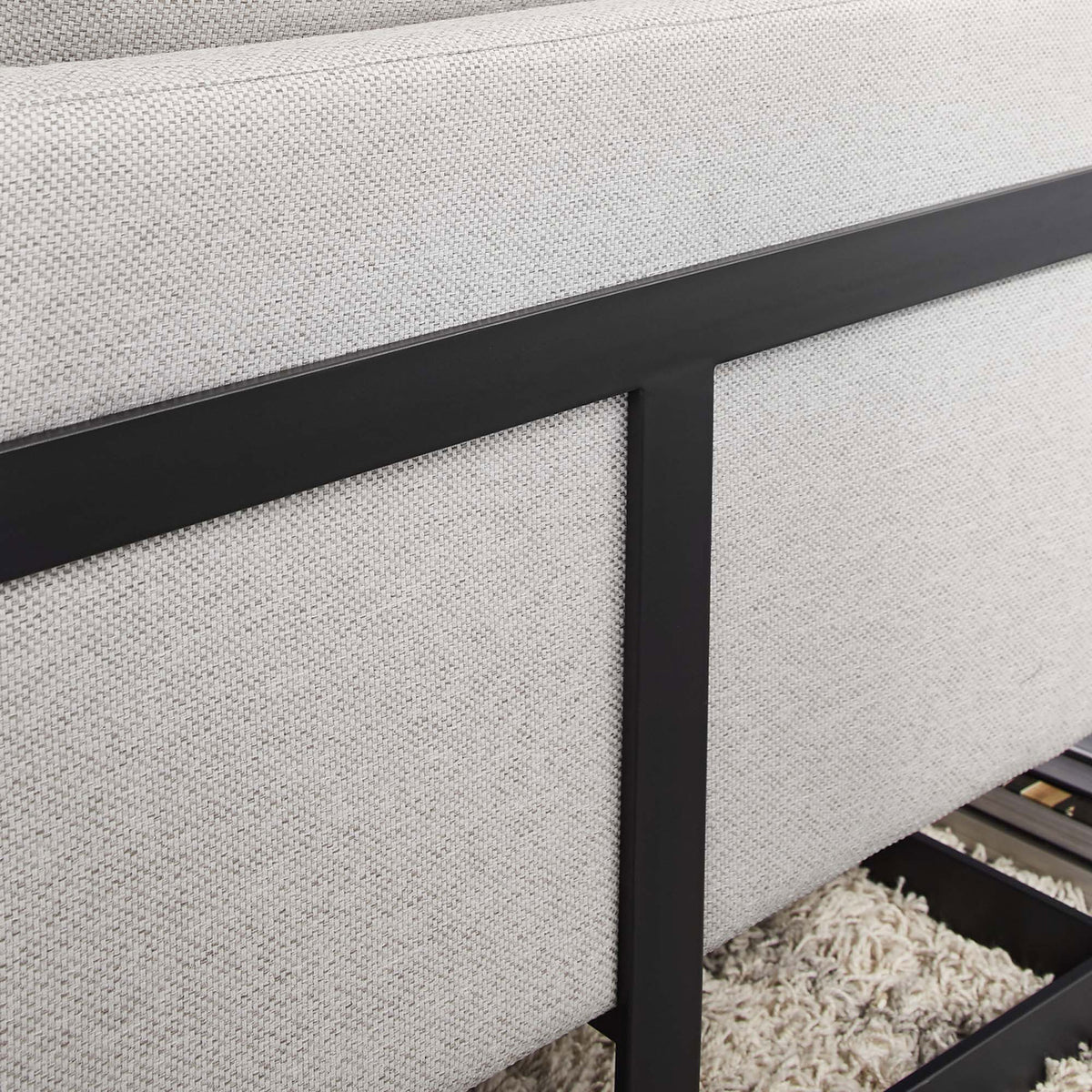 Bold architectural sled base in matte black adds modern structure || EEI-4391-BLK-CAM || detail_room