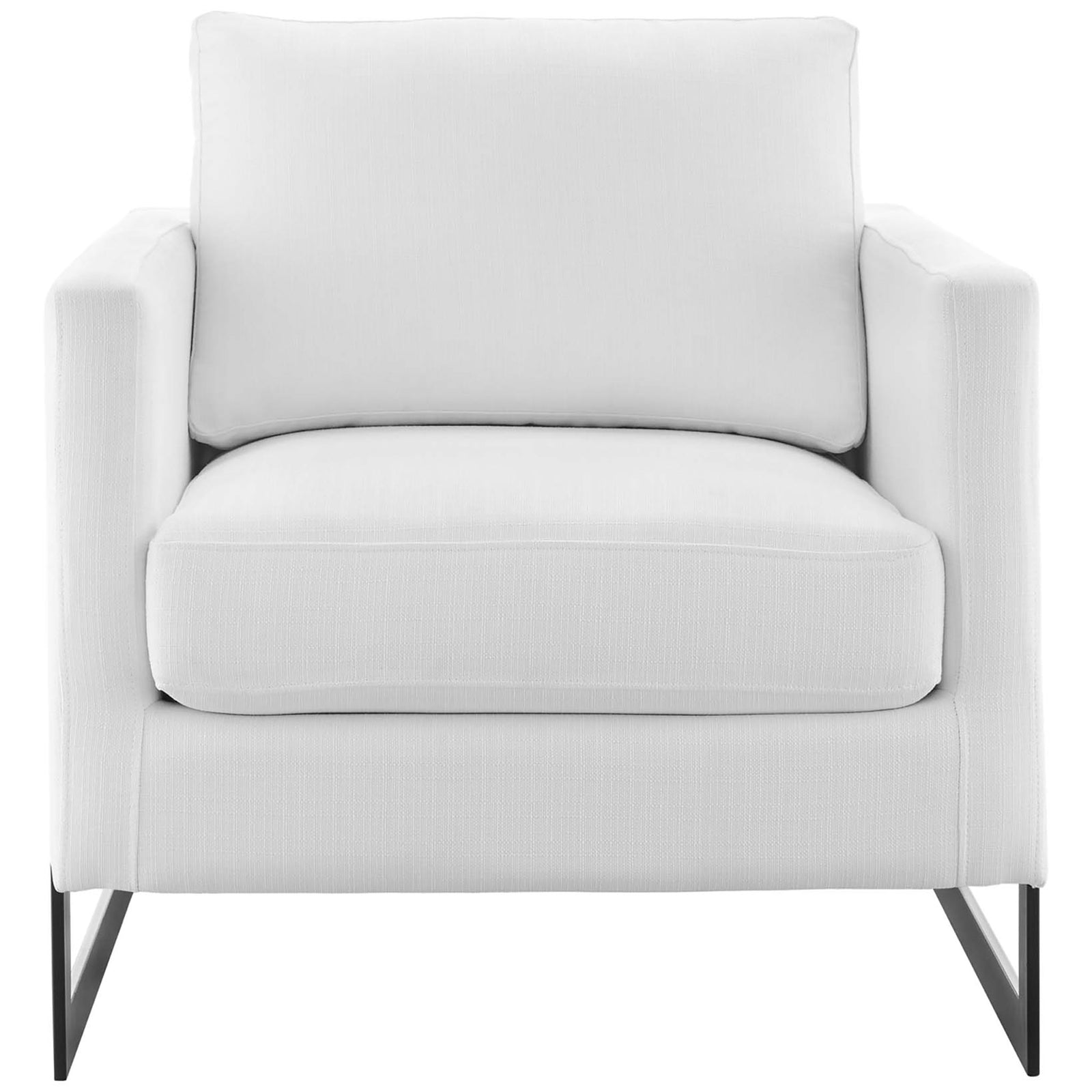 Boxy modern silhouette with generous cushions and crisp tailored upholstery || EEI-4391-BLK-WHI || front_studio