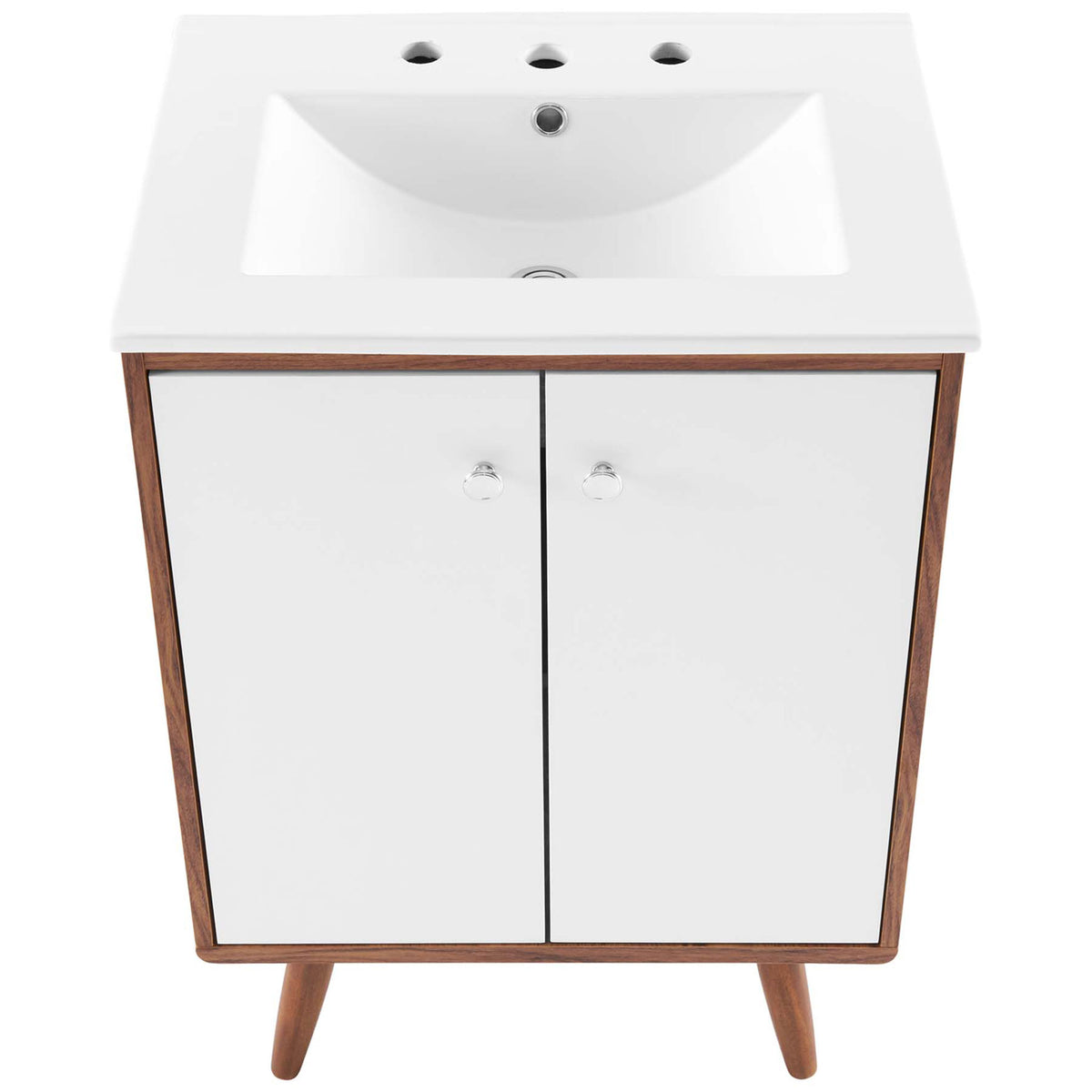 Rectangular basin with gently curved walls and a clean, flush countertop edge. || EEI-4432-WAL-WHI || top_studio