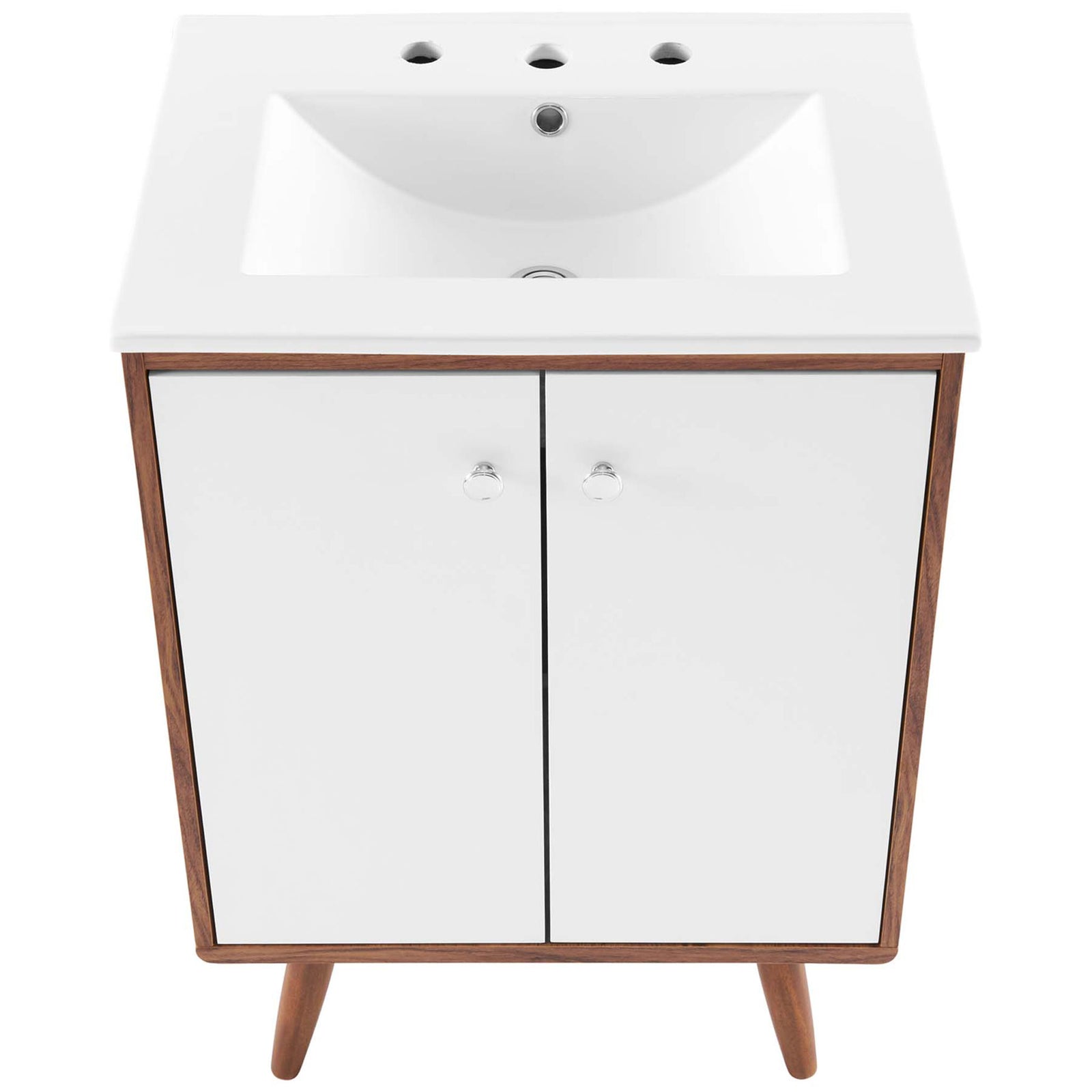 Rectangular basin with gently curved walls and a clean, flush countertop edge. || EEI-4432-WAL-WHI || top_studio