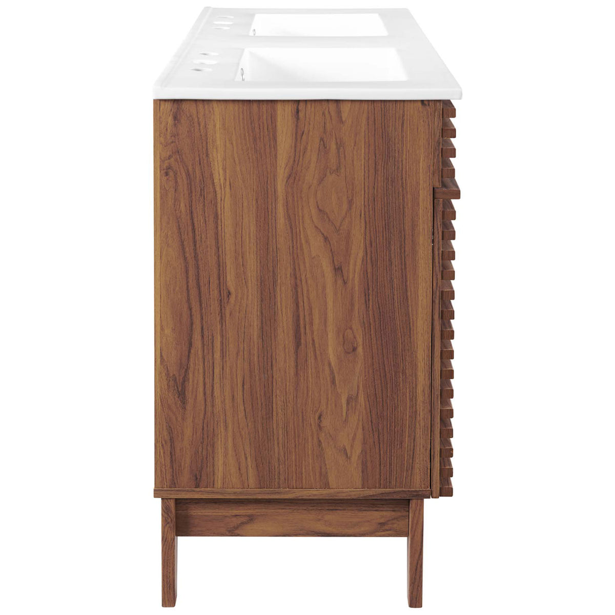 Sleek walnut-finish profile with tapered legs and clean lines || EEI-4441-WAL-WHI || side_studio