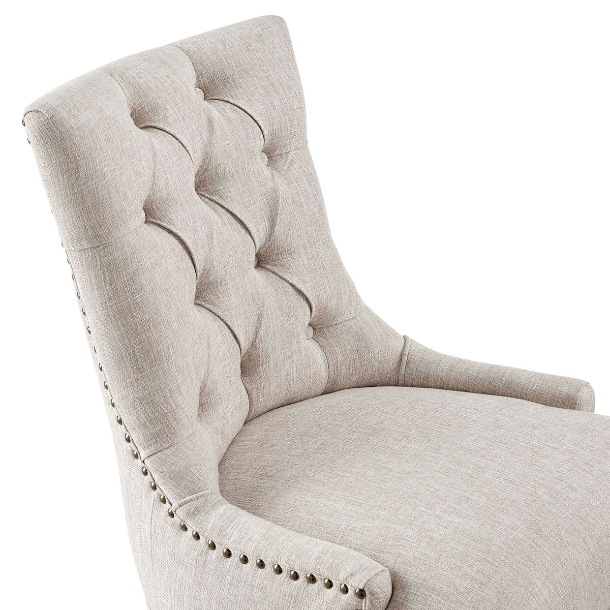 Softly padded beige seat and tufted backrest showcasing tailored button accents on office chair || EEI-4572-BLK-BEI || detail_studio