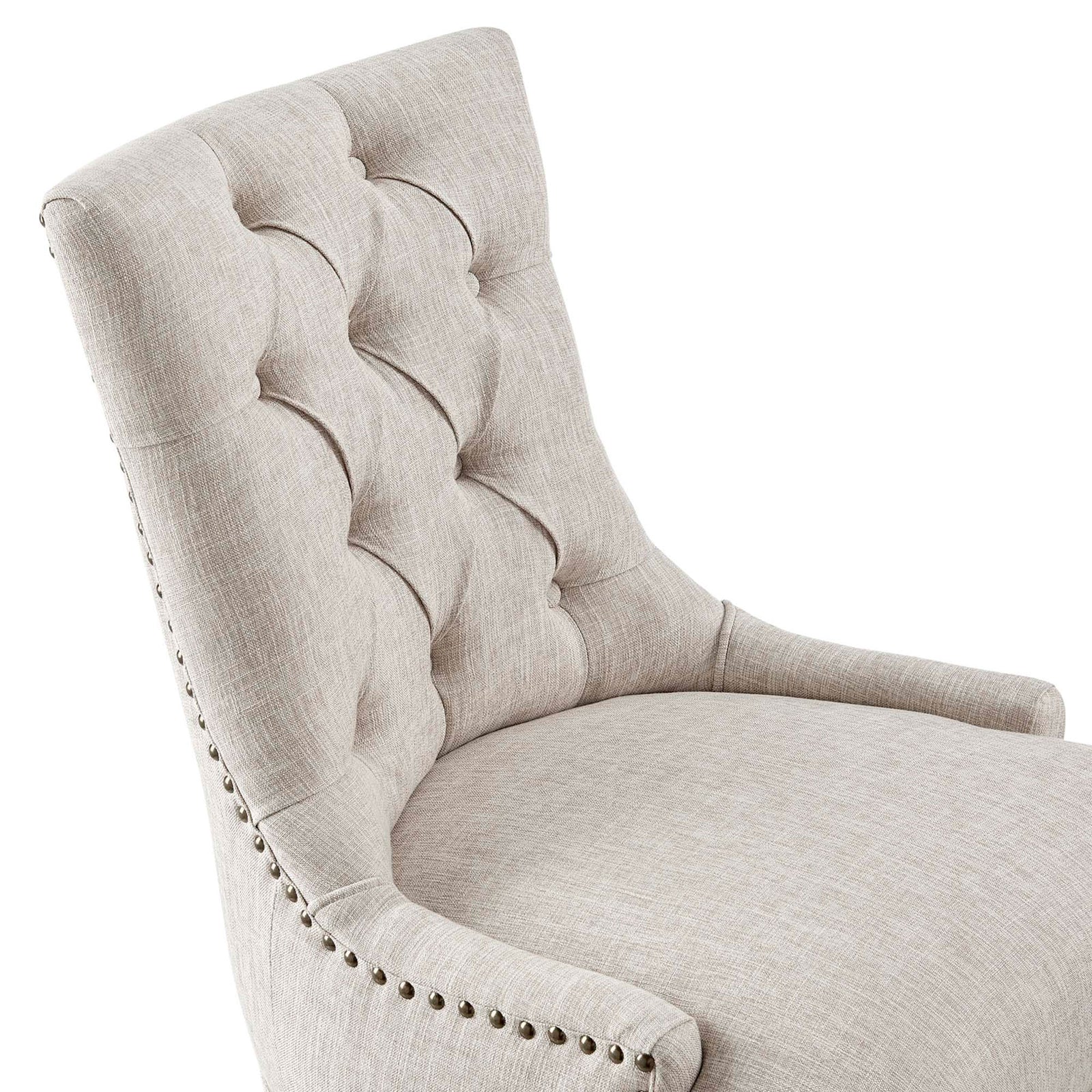 Softly padded beige seat and tufted backrest showcasing tailored button accents on office chair || EEI-4572-BLK-BEI || detail_studio
