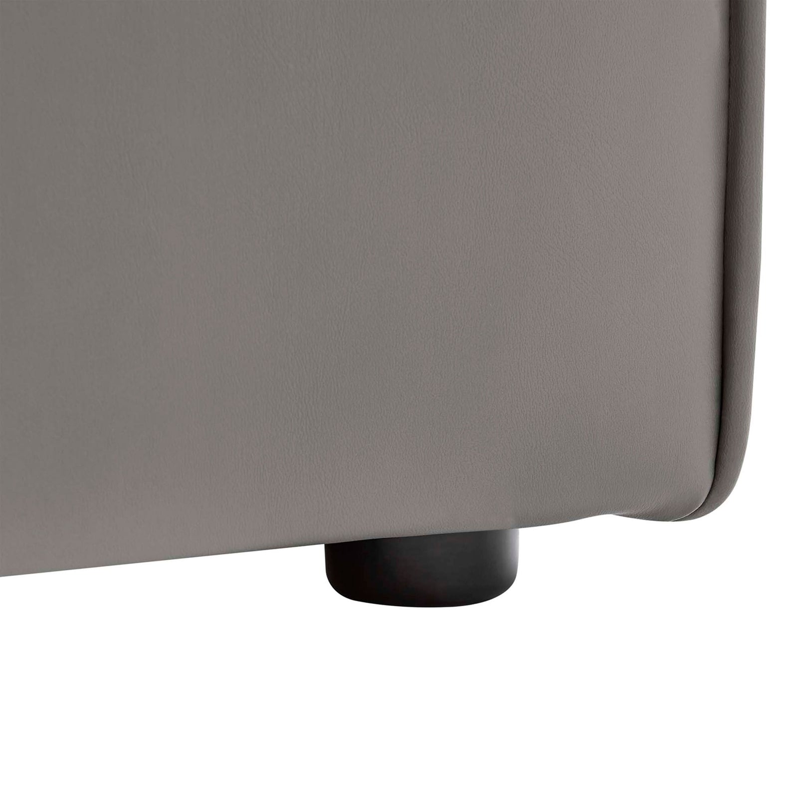 Non-marking plastic feet and piped edging complement the supple gray vegan leather upholstery || EEI-4623-GRY || leg_studio