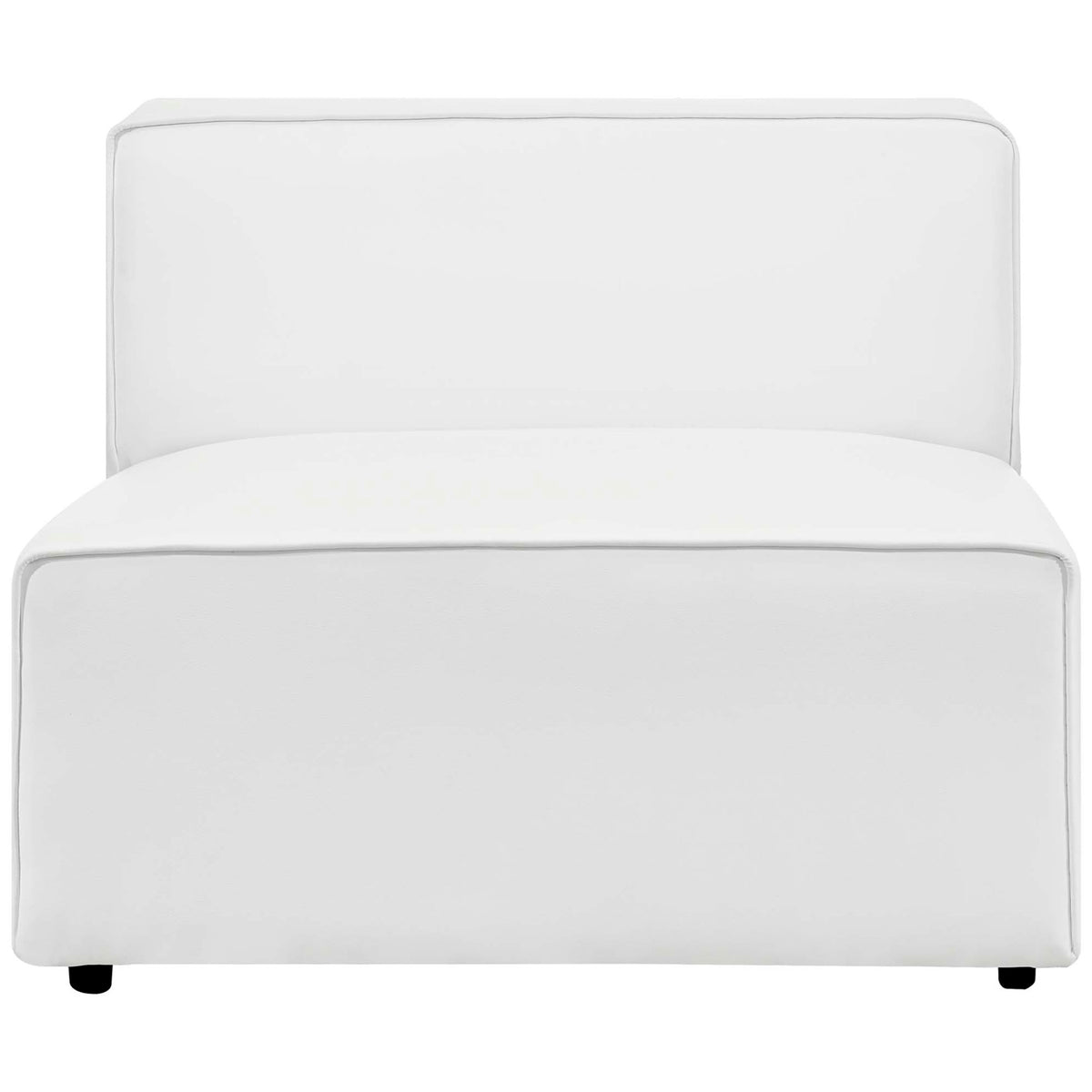 White vegan leather armless chair with clean lines and plush, generously padded seat || EEI-4623-WHI || front_studio