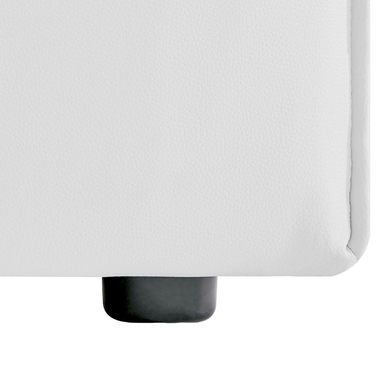 Non-marking plastic foot and refined trim piping on the white vegan leather base || EEI-4623-WHI || leg_studio