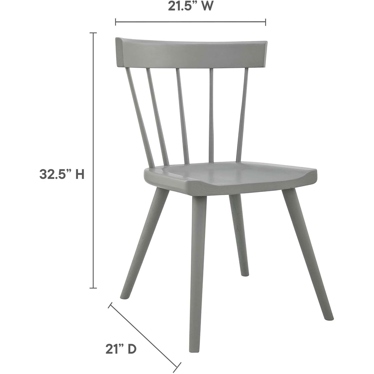 Overall dimensions of the Sutter light gray dining chair help you plan seating around your table. || EEI-4650-LGR || dimension_studio