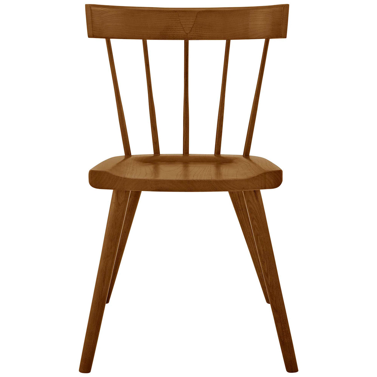 Modern walnut wood dining chair with spindle back and splayed legs for a clean farmhouse look. || EEI-4650-WAL || front_studio