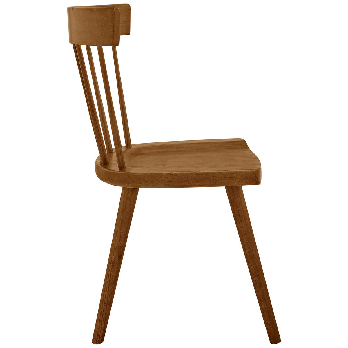 Sculpted seat and angled elm wood legs showcase the sleek, minimalist Sutter dining chair design. || EEI-4650-WAL || side_studio