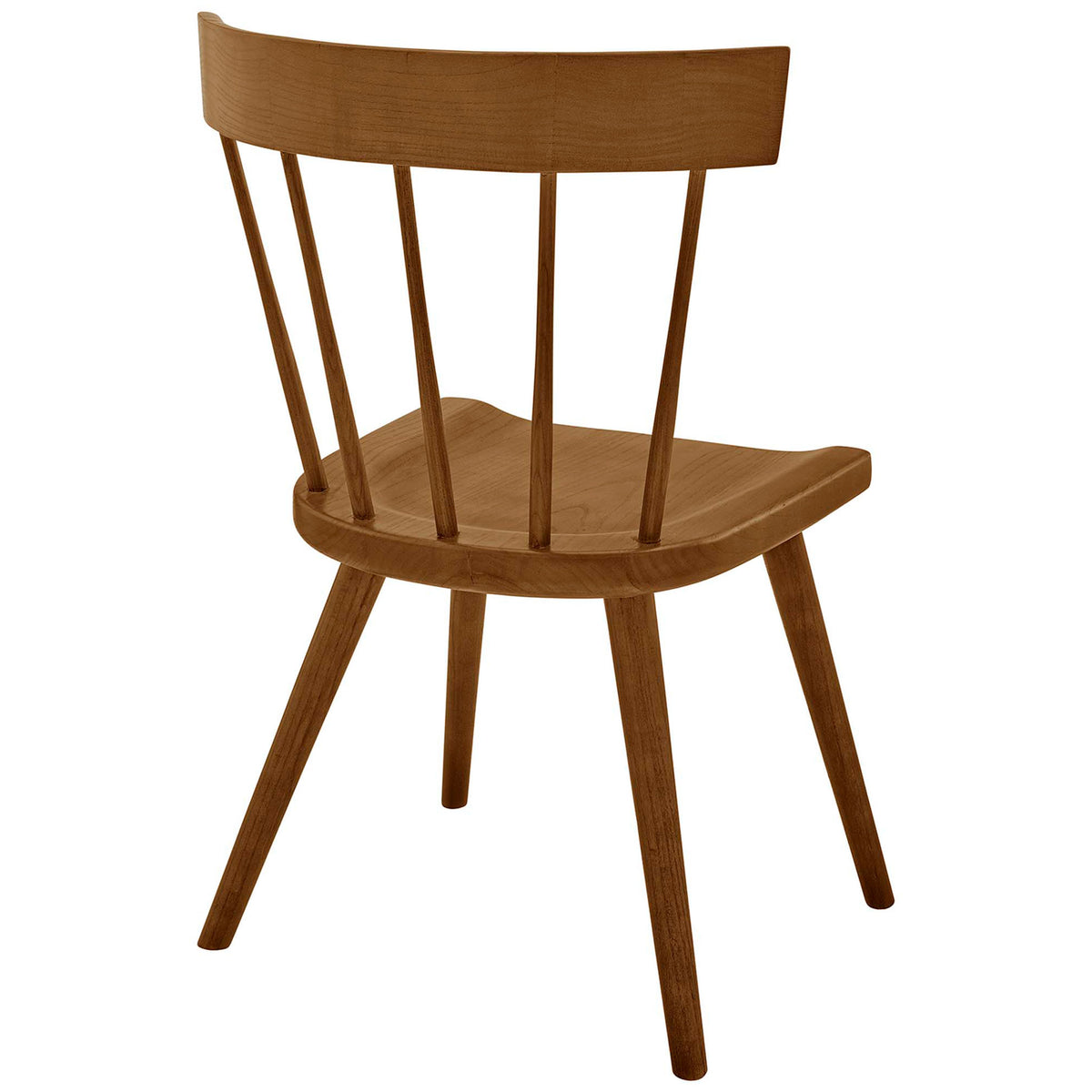 Spindle backrest and solid wood frame create a sturdy, airy look for this walnut dining side chair. || EEI-4650-WAL || back_angle_studio