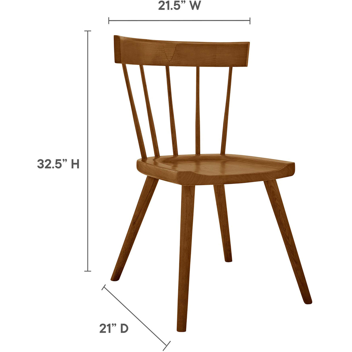 Compact walnut dining chair with space-saving proportions ideal for kitchens and cozy breakfast nooks. || EEI-4650-WAL || dimension_studio