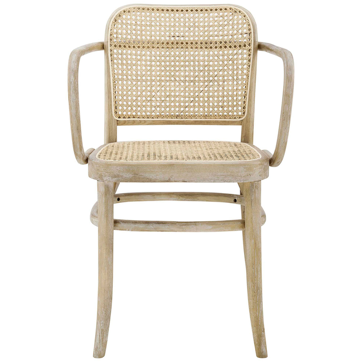 Winona wood dining chair showcasing the woven cane back and matching cane seat || EEI-4651-GRY || front_studio