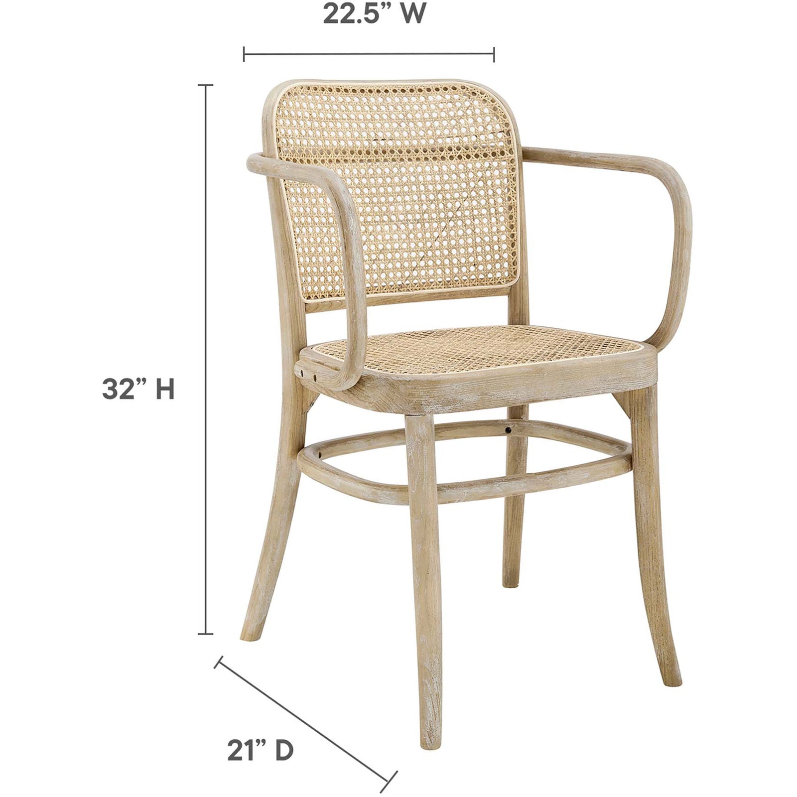 Dimension diagram of the Winona wood dining chair with height width and depth labels || EEI-4651-GRY || dimension_studio