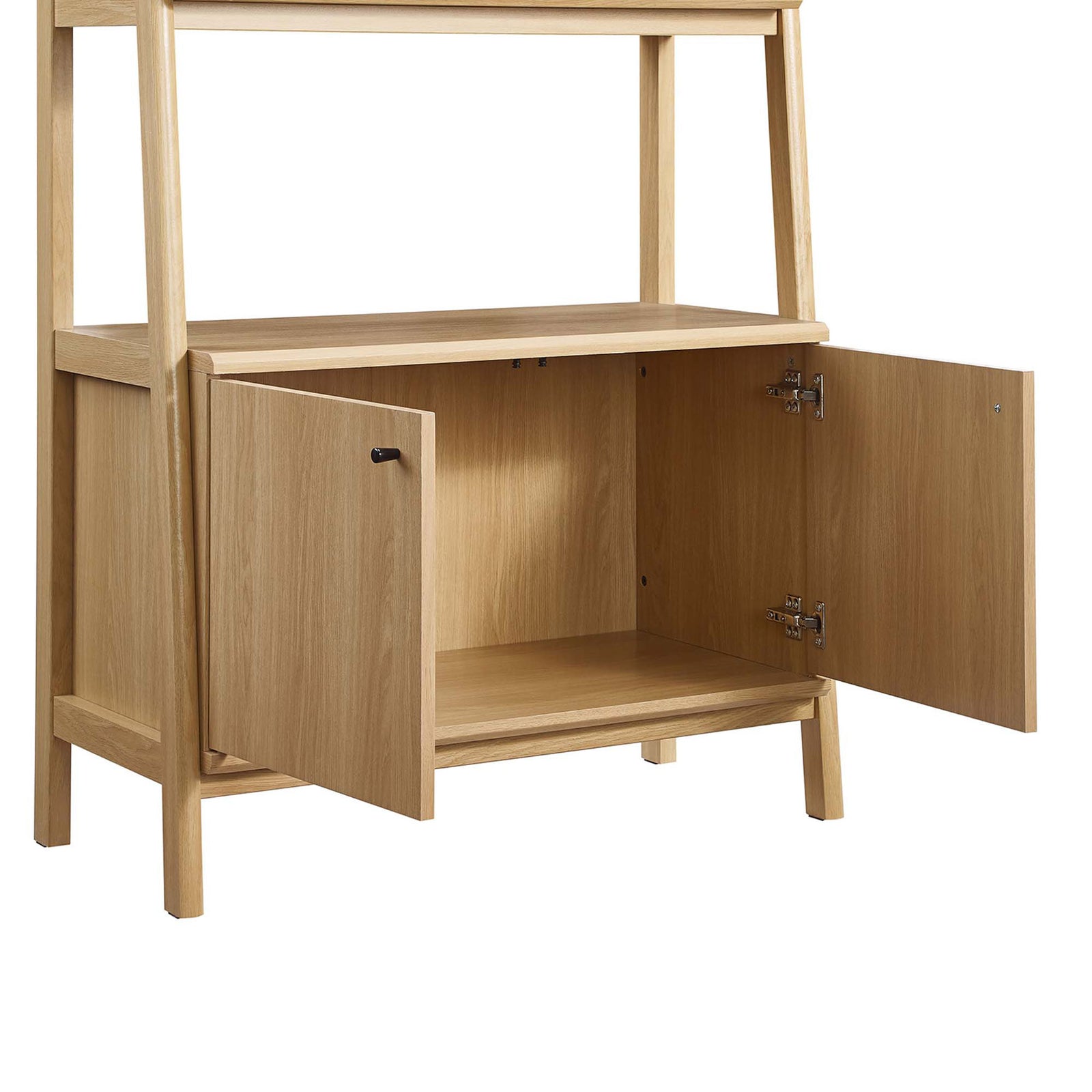 Spacious double-door cabinet opens to hide clutter and keep everyday essentials within easy reach || EEI-4656-OAK || storage_open_studio