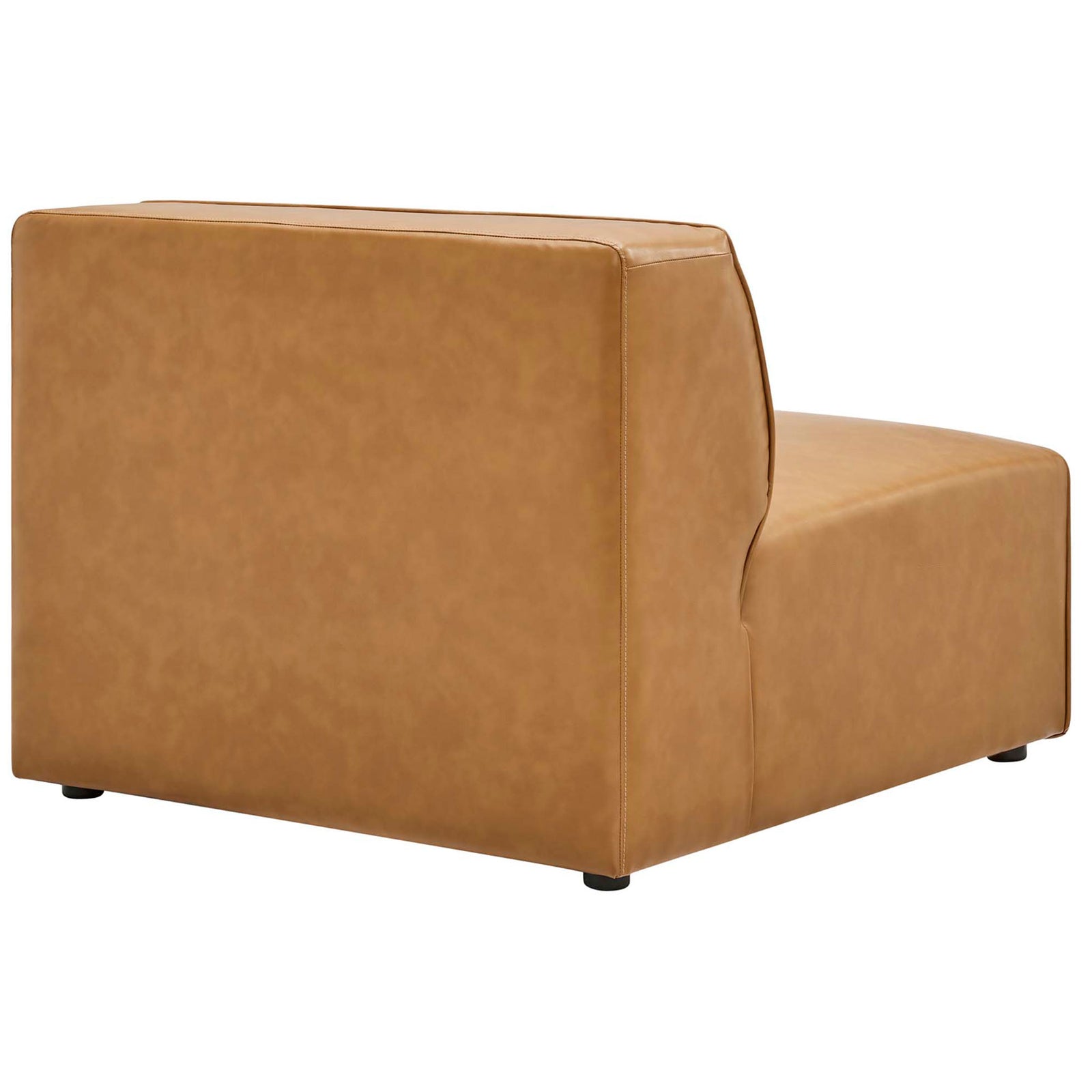 Tan vegan leather armless module with smooth back panel and subtle tailoring for a refined finish || EEI-4794-TAN || back_angle_partial_studio