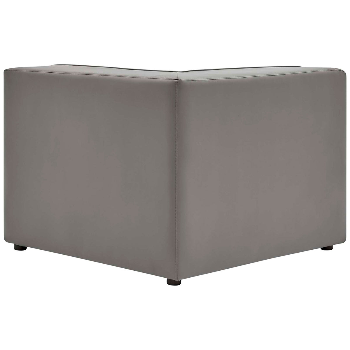 Back panel of the gray vegan leather corner chair highlighting tailored stitching detail || EEI-4797-GRY || back_partial_studio