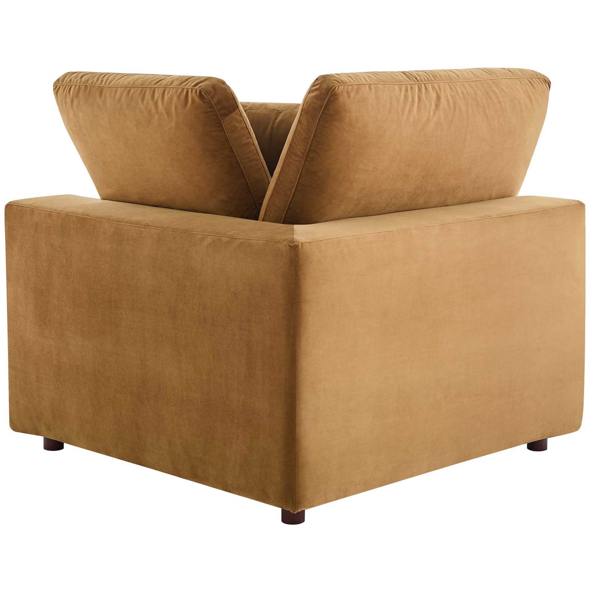 Carmen Down Filled Overstuffed Velvet Loveseat Cognac