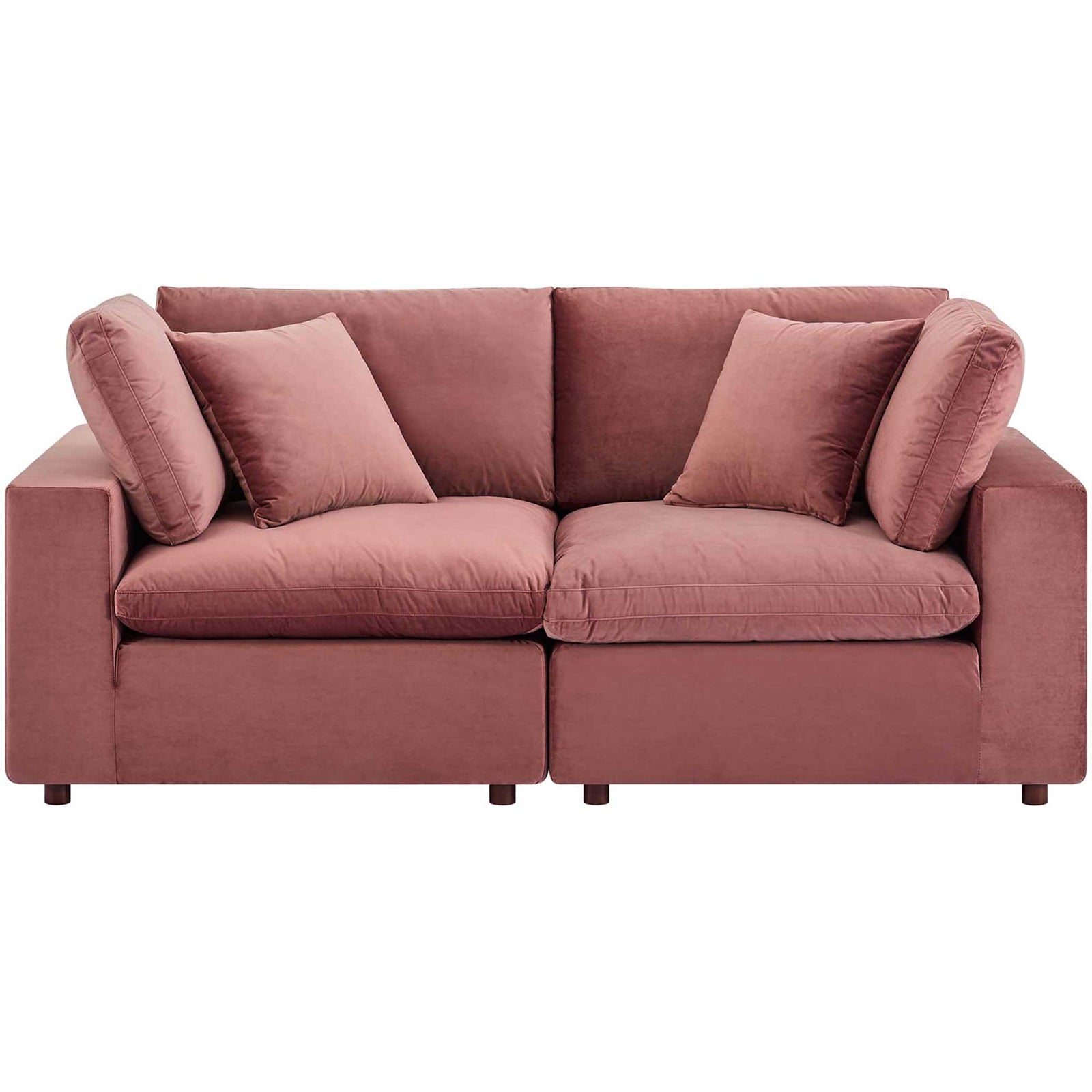 Carmen Down Filled Overstuffed Velvet Loveseat Dusty Rose