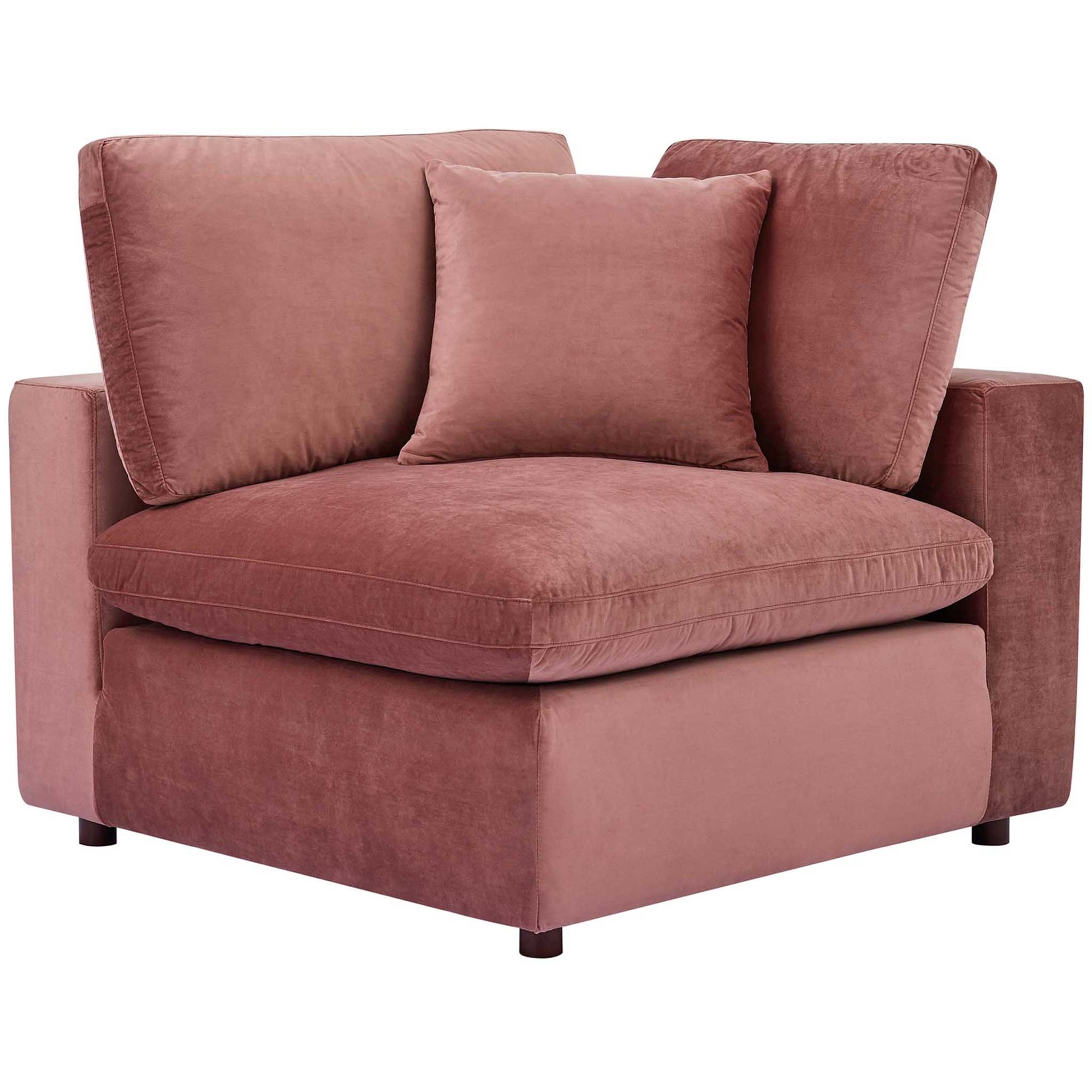 Carmen Down Filled Overstuffed Velvet Loveseat Dusty Rose