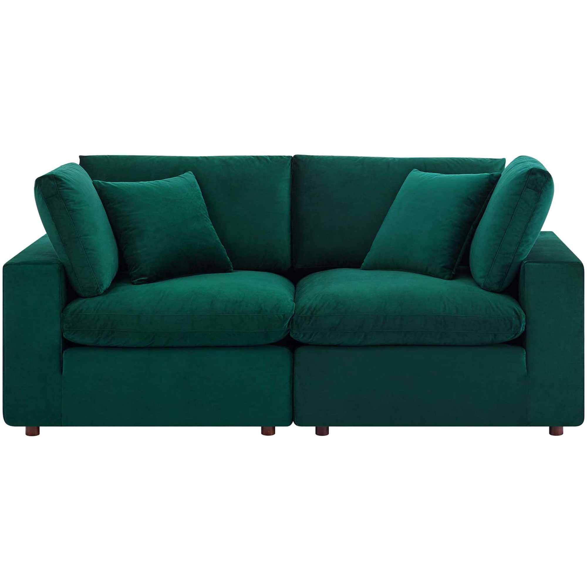 Carmen Down Filled Overstuffed Velvet Loveseat Green