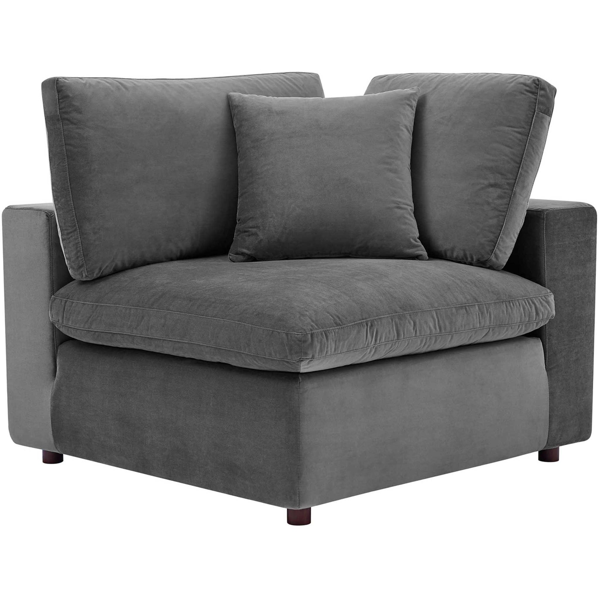 Carmen Down Filled Overstuffed Velvet Loveseat Gray