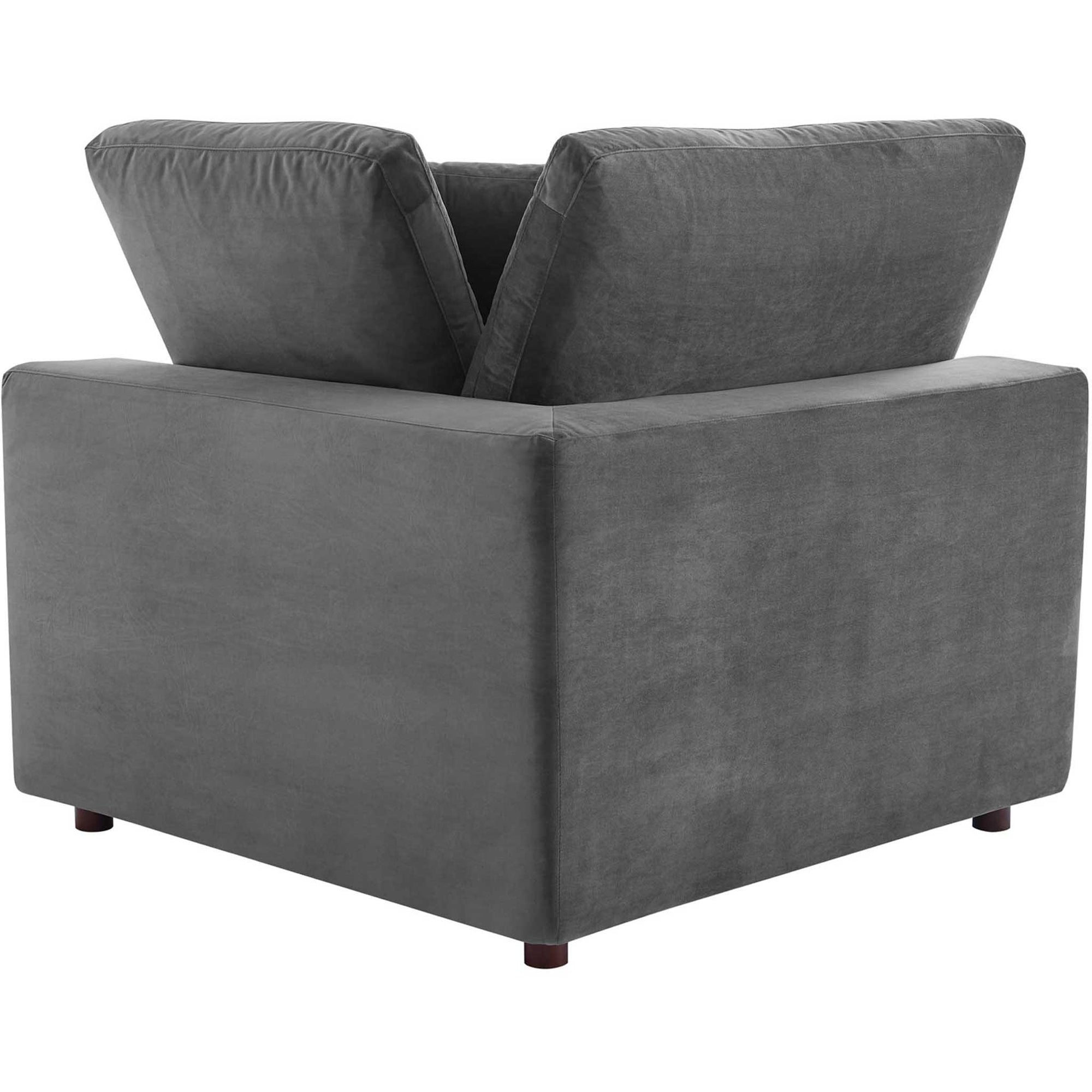 Carmen Down Filled Overstuffed Velvet Loveseat Gray