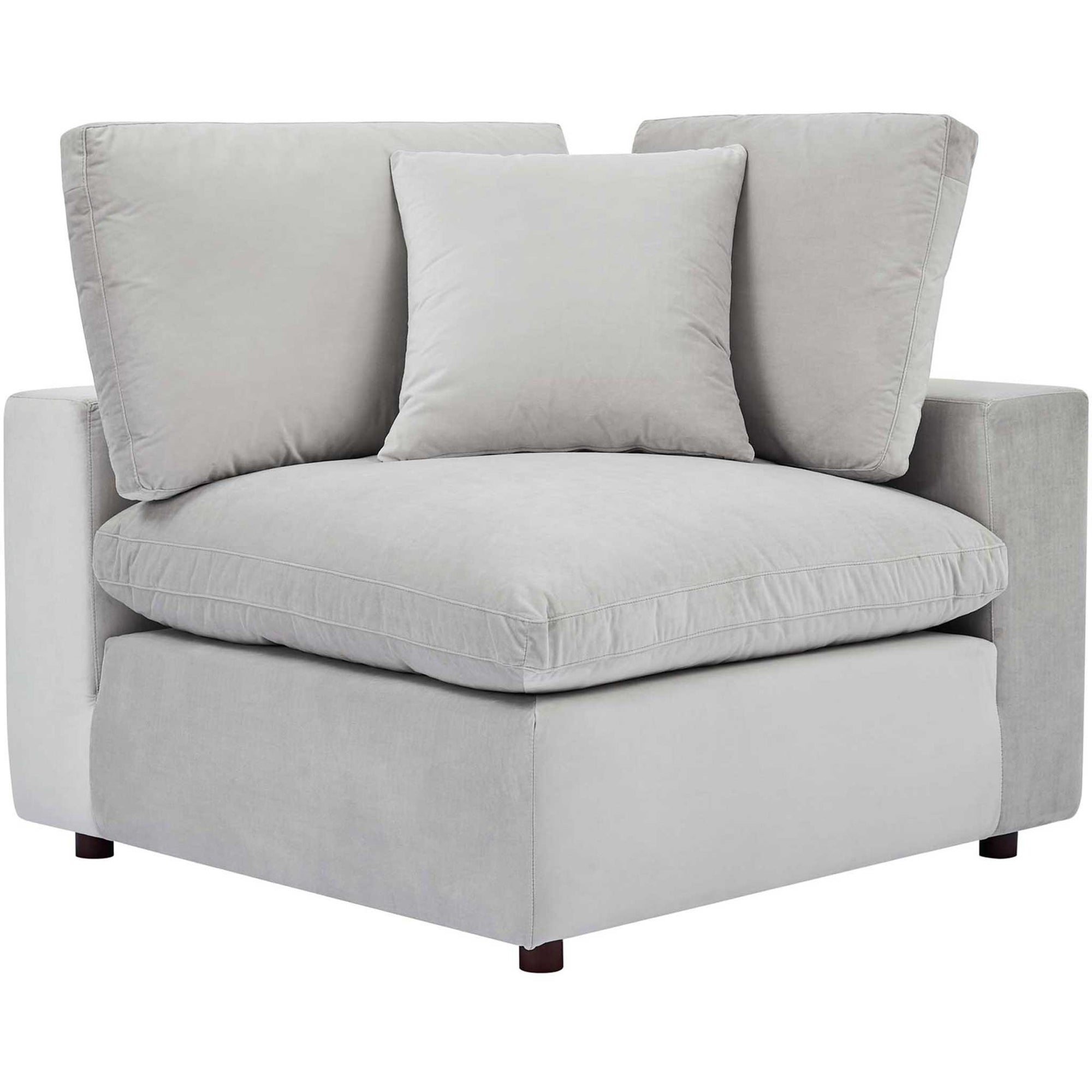 Carmen Down Filled Overstuffed Velvet Loveseat Light Gray