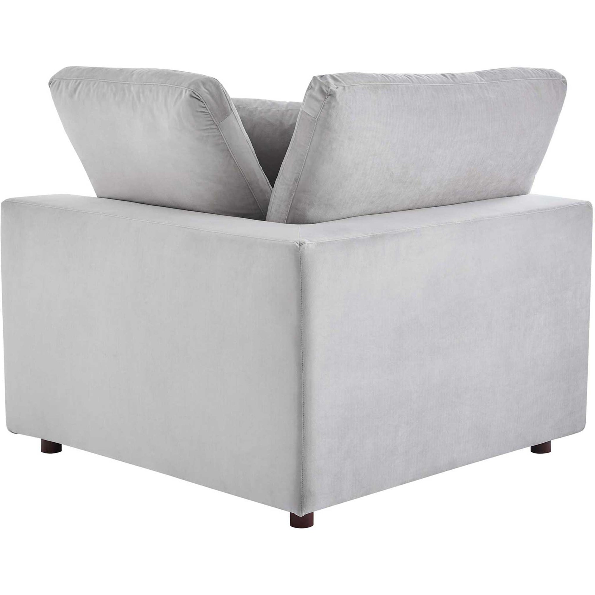 Carmen Down Filled Overstuffed Velvet Loveseat Light Gray