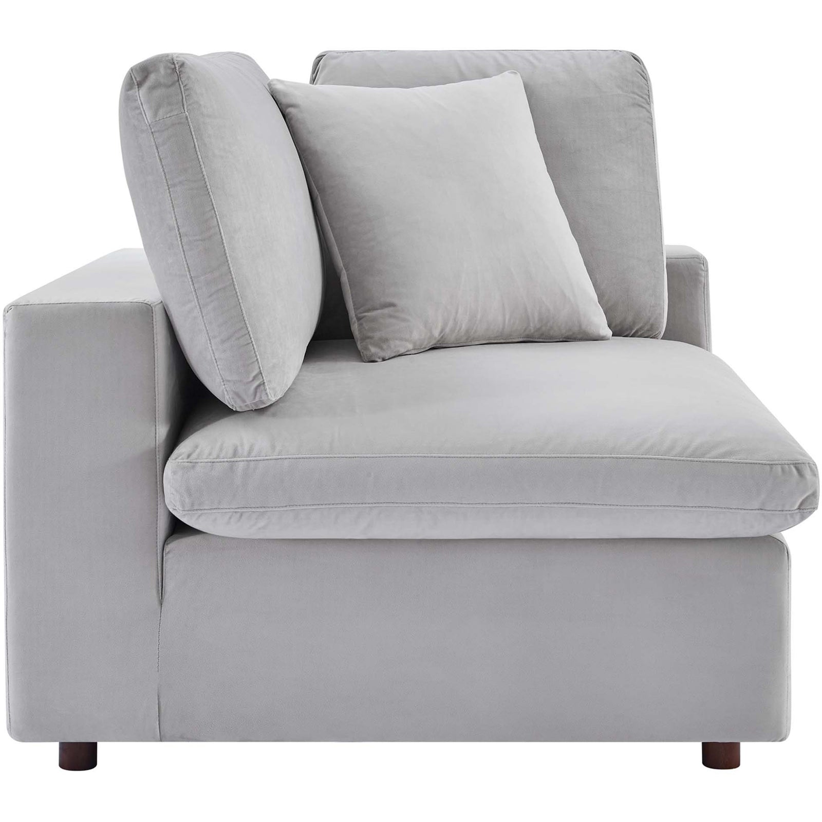 Carmen Down Filled Overstuffed Velvet Loveseat Light Gray