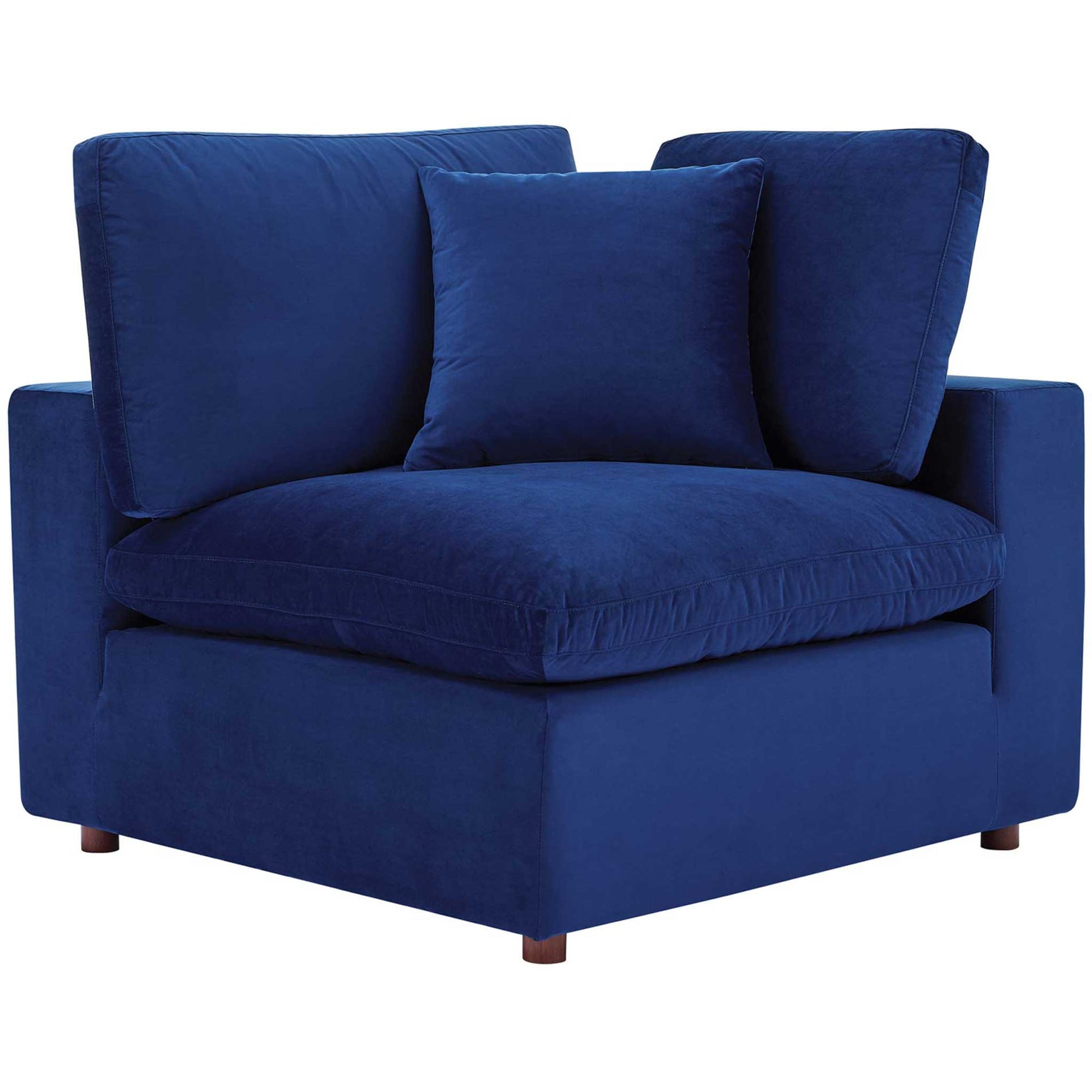 Carmen Down Filled Overstuffed Velvet Loveseat Navy