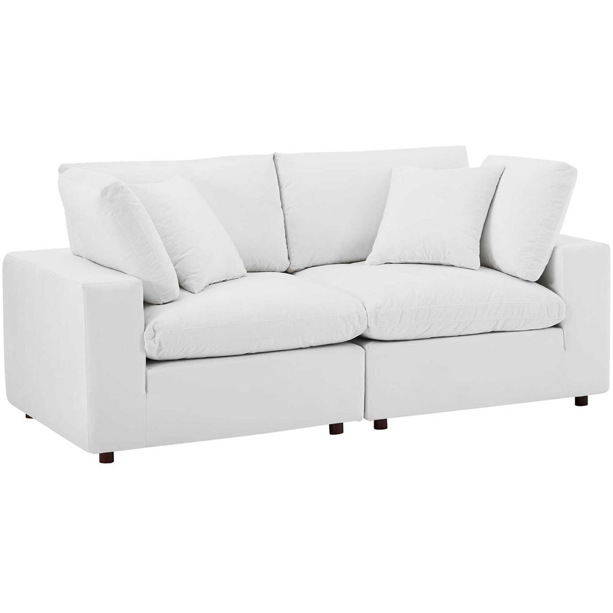 Carmen Down Filled Overstuffed Velvet Loveseat White