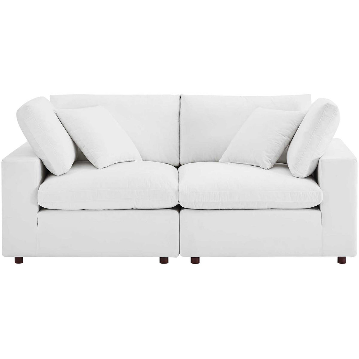 Carmen Down Filled Overstuffed Velvet Loveseat White