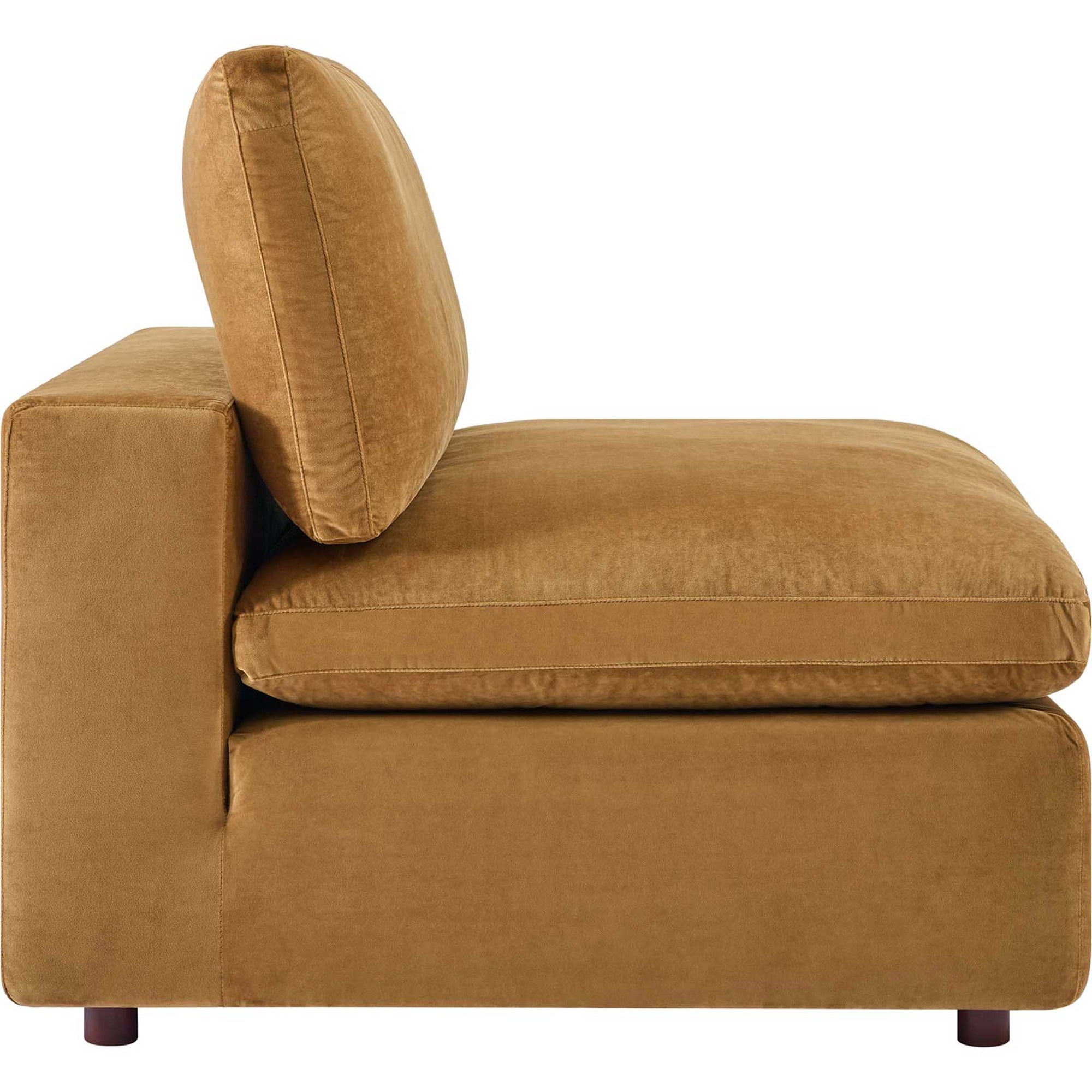 Carmen Down Filled Overstuffed Velvet Sofa Cognac