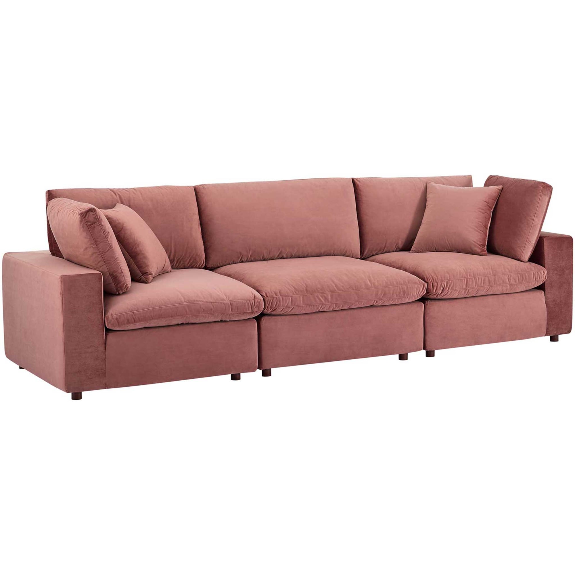 Carmen Down Filled Overstuffed Velvet Sofa Dusty Rose