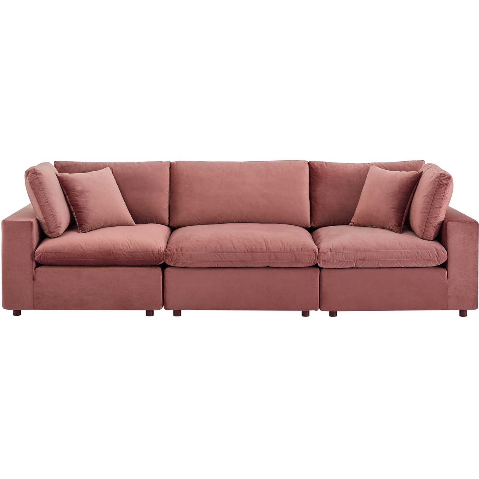 Carmen Down Filled Overstuffed Velvet Sofa Dusty Rose