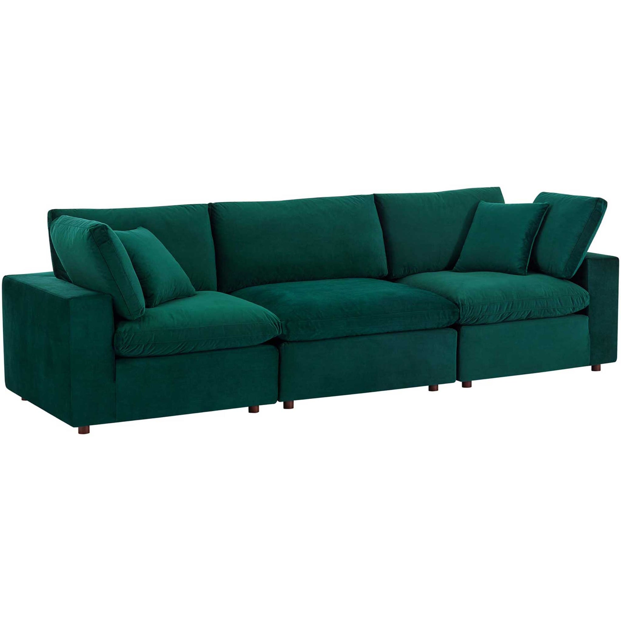 Carmen Down Filled Overstuffed Velvet Sofa Green