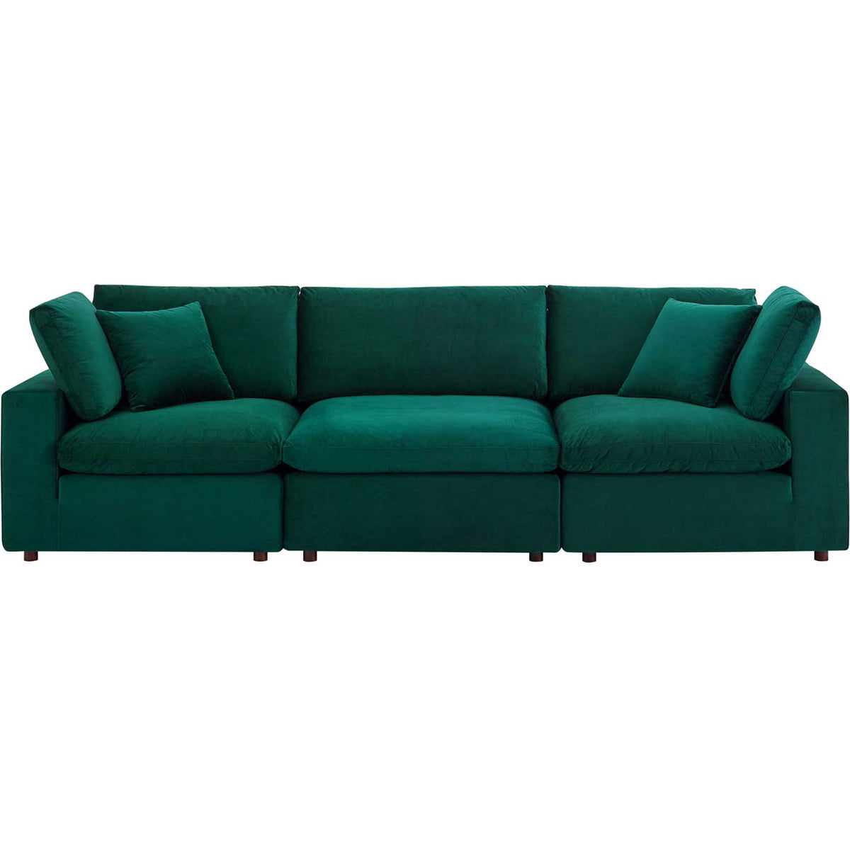 Carmen Down Filled Overstuffed Velvet Sofa Green