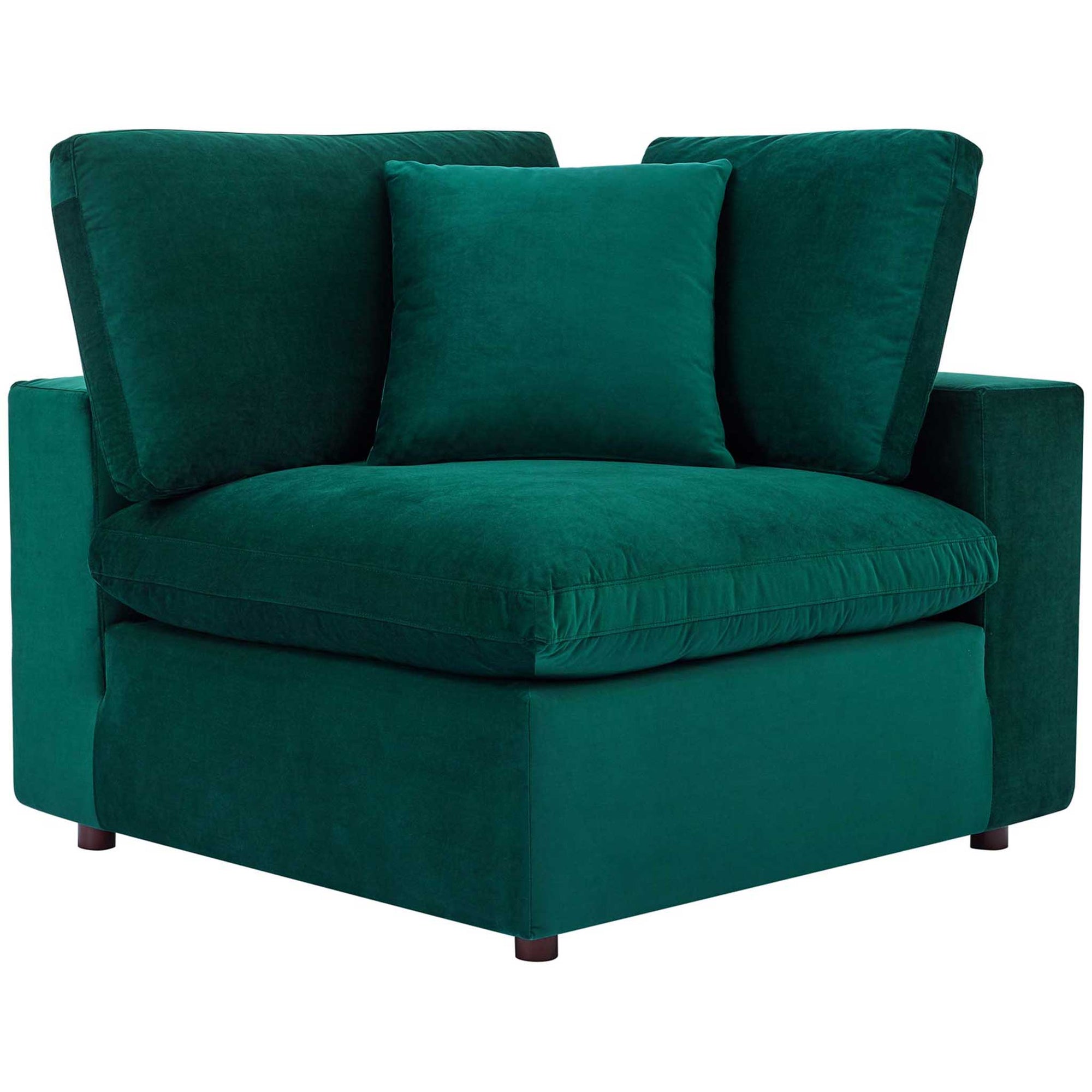 Carmen Down Filled Overstuffed Velvet Sofa Green