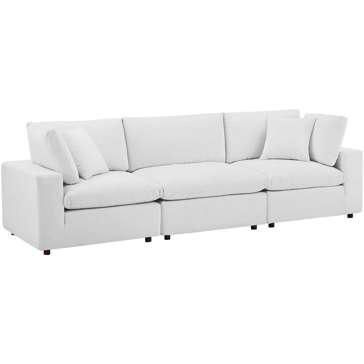 Carmen Down Filled Overstuffed Velvet Sofa White