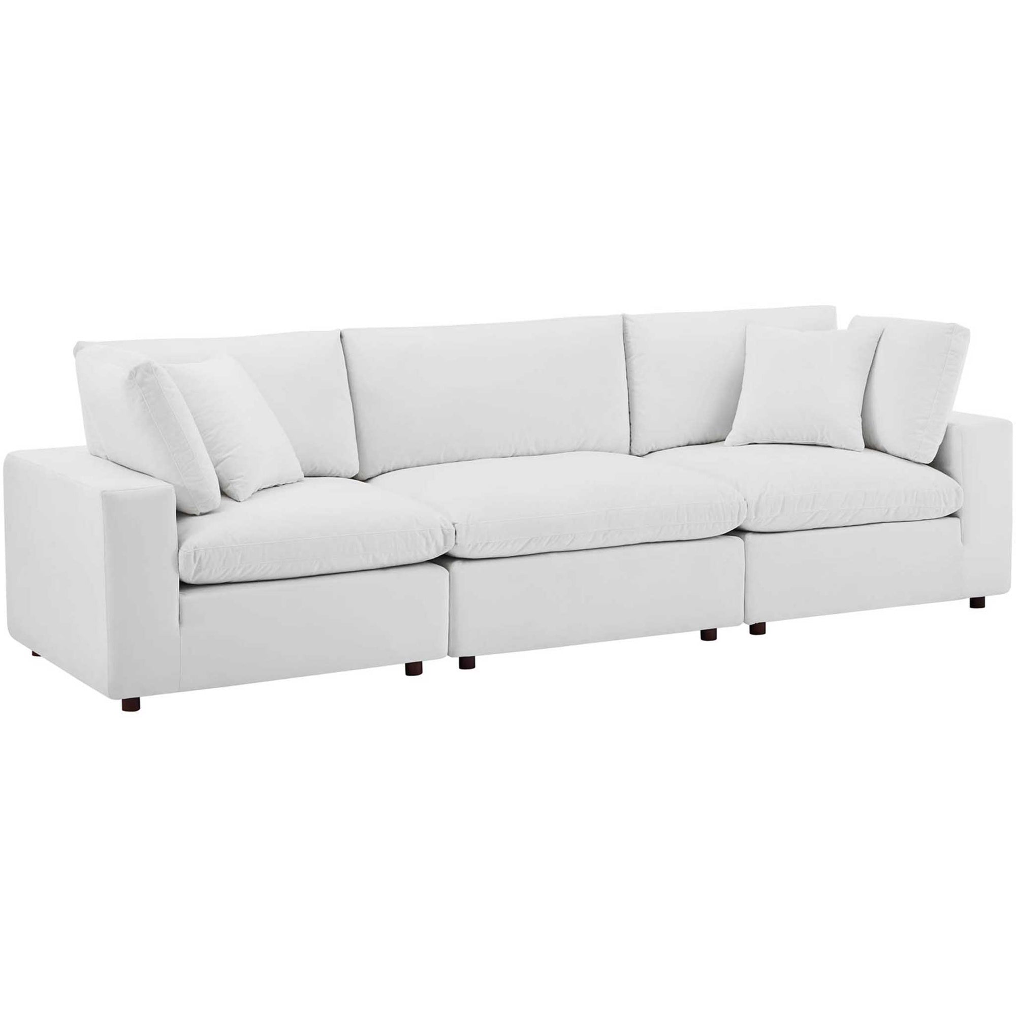 Carmen Down Filled Overstuffed Velvet Sofa White